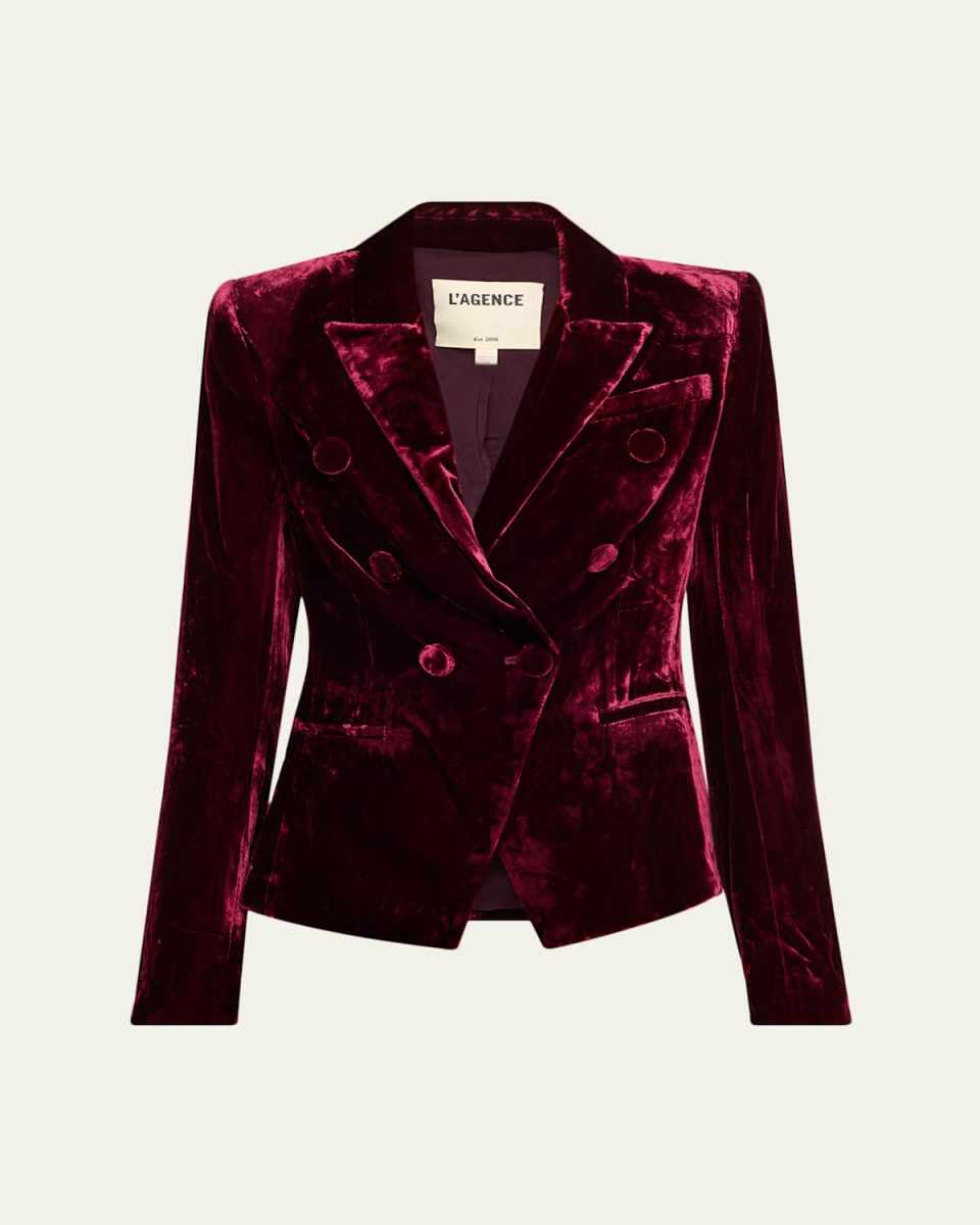 Marie Velvet Double-Breasted Blazer